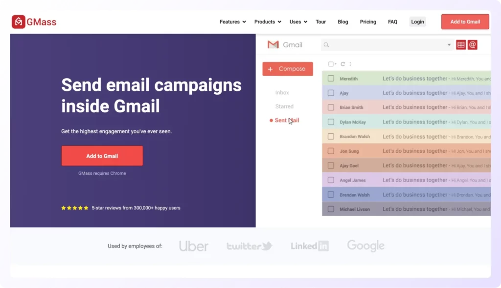 GMass landing page