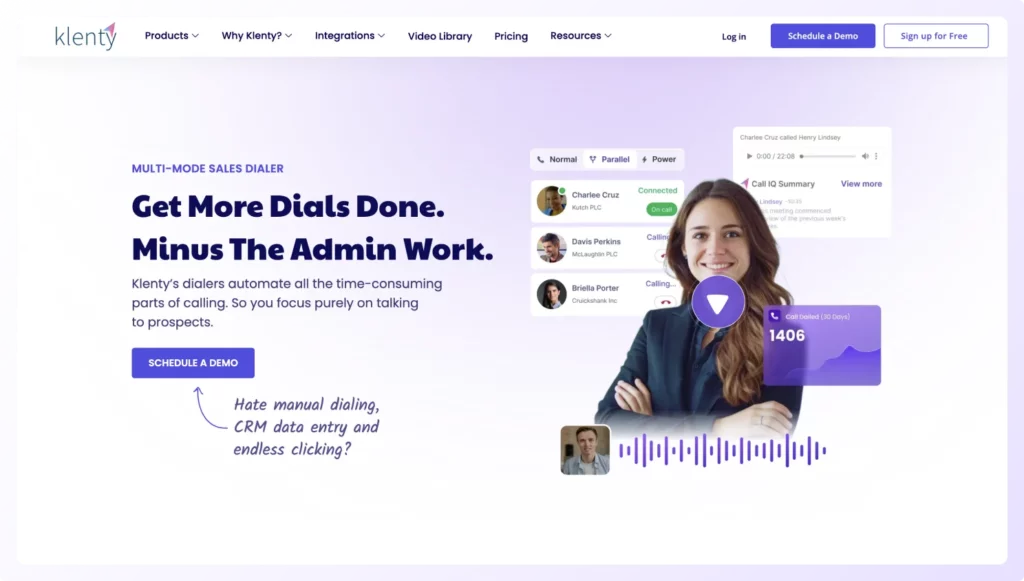 The best power dialer software Dial IQ by klenty landing page 